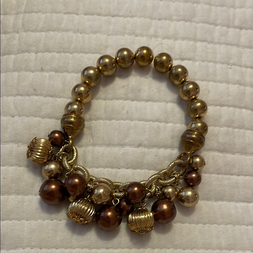 Elegant Gold and Brown Beaded Bracelet
